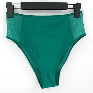 Aerie High Cut Cheeky Mesh Sides Bikini Bottom Women Medium Green New With‎ Tag